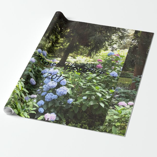 Hydrangea Floral Trees Nature Photography Wrapping Paper (Unrolled)