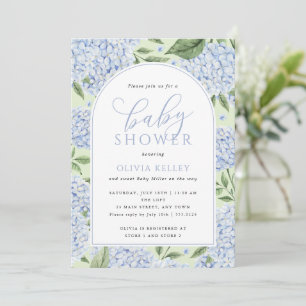 Hydrangea Flower Arch Green and Blue Baby Shower Invitation