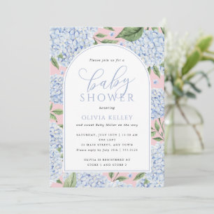 Hydrangea Flower Arch Pink and Blue Baby Shower Invitation
