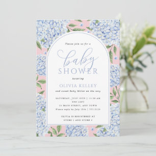 Hydrangea Flower Arch Pink and Blue Baby Shower Invitation