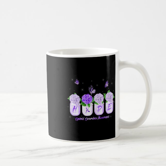 Hydrangea Flower Butterfly Opioid Overdose Awarene Coffee Mug (Right)