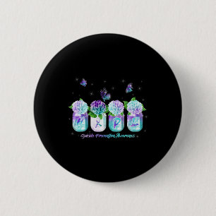Hydrangea Flower Butterfly Suicide Prevention Awar 6 Cm Round Badge