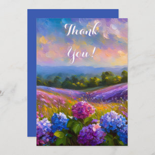 Hydrangea Flower Field Oil Painting Thank You Card