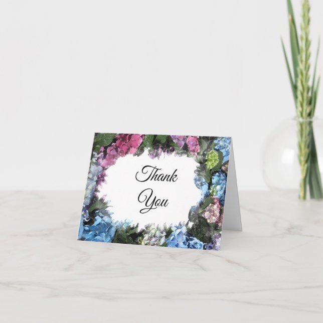 Hydrangea Flower Frame Thank You Card (Front)