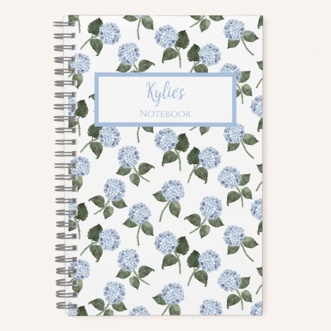 Hydrangea Flower Personalized Journal Notebook (Front)