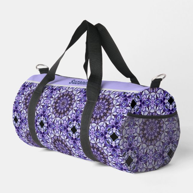 Hydrangea Flower Petals Abstract Personalised Duffle Bag (Right Corner)