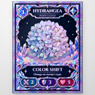 Hydrangea Flower, Rainbow Foil Art Postcard