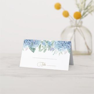 Hydrangea flowers Baptism Place Card