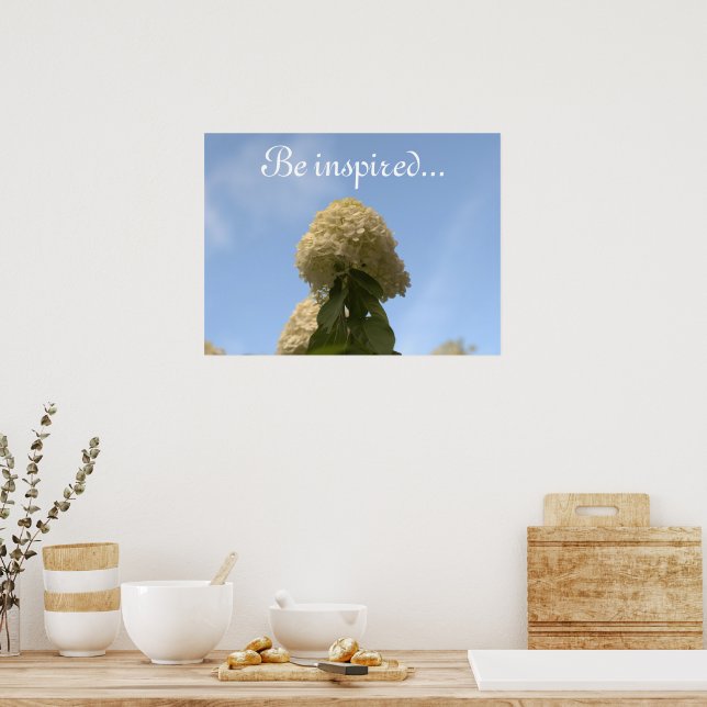 Hydrangea Flowers Blue Sky Poster (Kitchen)