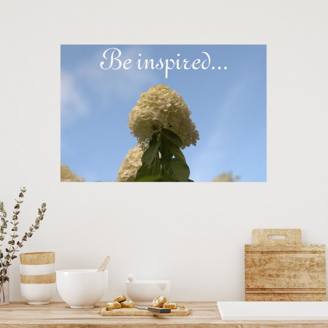 Hydrangea Flowers Blue Sky Poster (Kitchen)