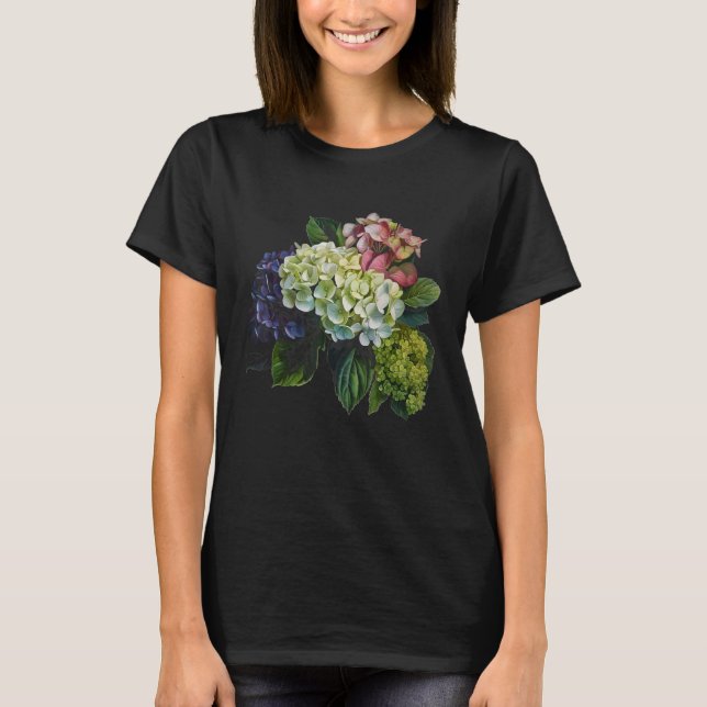 Hydrangea Flowers Floral Lovers T-Shirt (Front)