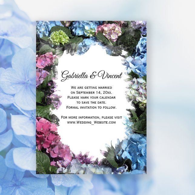 Hydrangea Flowers Frame Wedding Save the Date Invitation (Creator Uploaded)