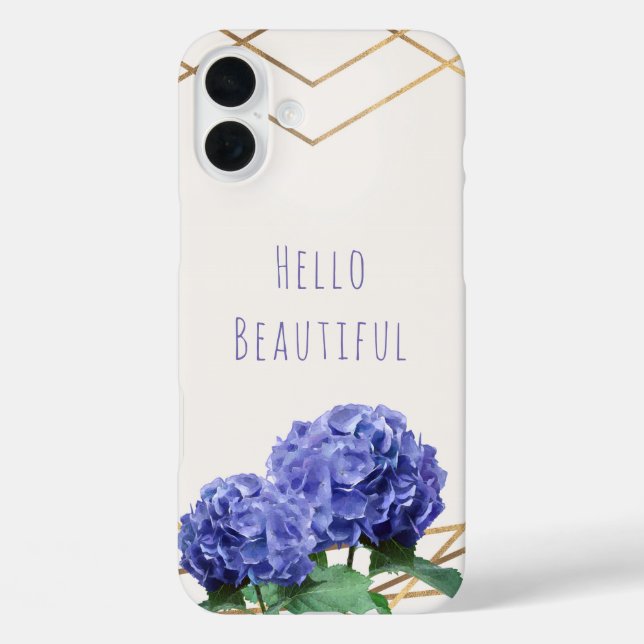 Hydrangea Flowers & Gold Elegant Glam Personalised Case-Mate iPhone Case (Back)