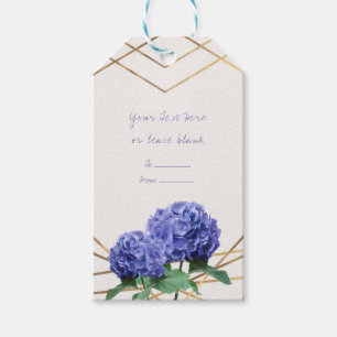 Hydrangea Flowers & Gold Lines Elegant Favour Gift Tags