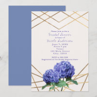 Hydrangea Flowers & Gold Lines Elegant Invitations
