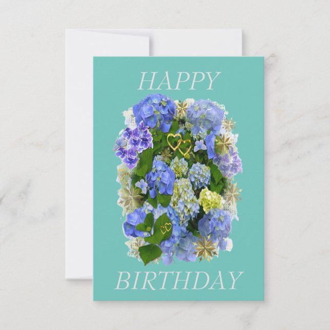 HYDRANGEA FLOWERS HAPPY BIRTHDAY  CARD (Front)