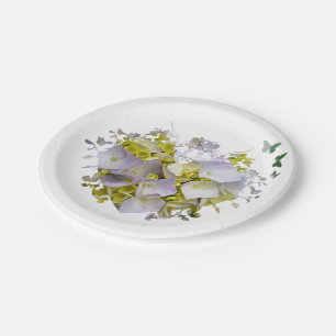Hydrangea Flowers in Victorian Die Cut Heart Paper Plate