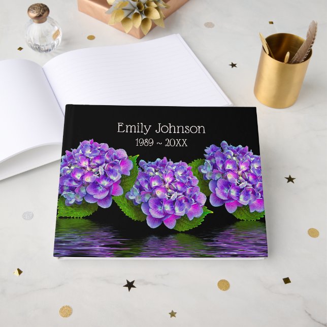 Hydrangea Flowers Memorial Book (Front Open)