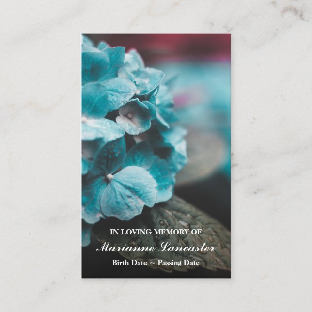 Hydrangea flowers | Memorial Funeral Prayer cards (Front)