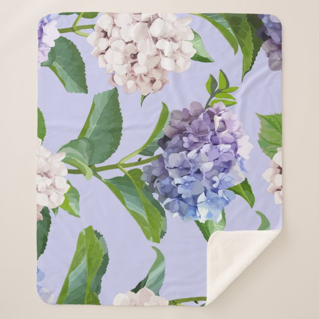 Hydrangea flowers: multicolor floral texture. sherpa blanket (Front)