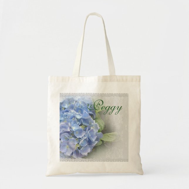 Hydrangea flowers on personalised Bag (Front)