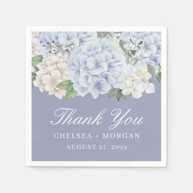 Hydrangea Flowers Periwinkle Purple Wedding Party Napkin (Front)