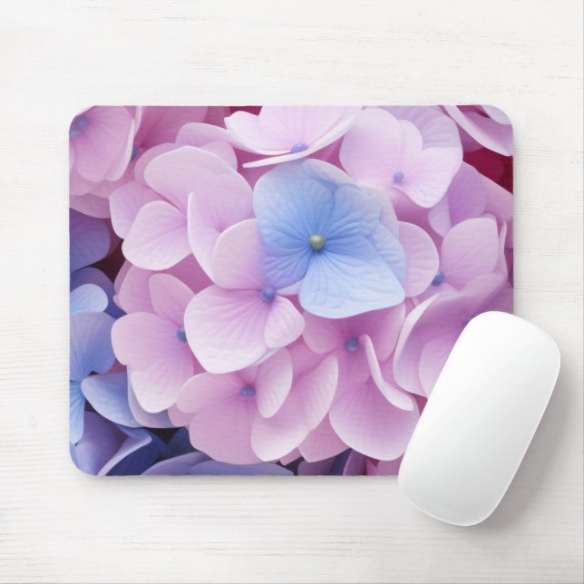 Hydrangea Flowers Seamless Pattern Mouse Pad (With Mouse)