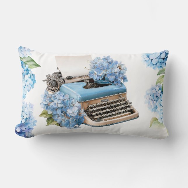  Hydrangea flowers  watercolor Lumbar Cushion (Front)