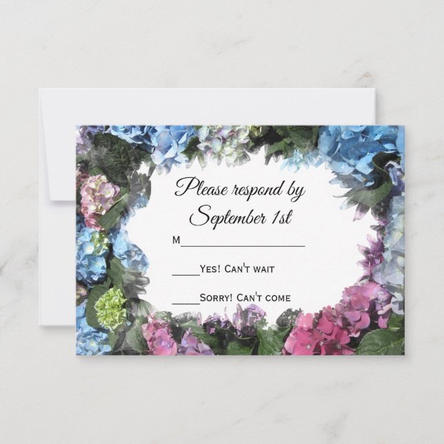 Hydrangea Flowers Wedding RSVP Response (Front)