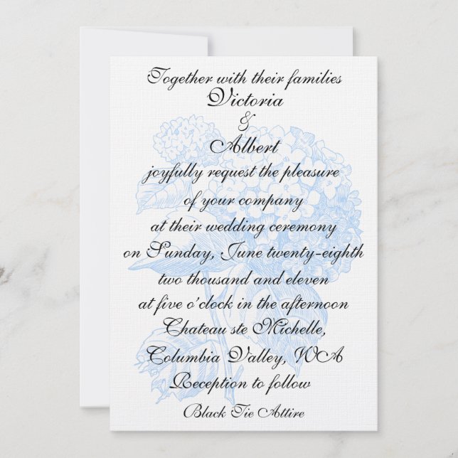 Hydrangea FORMAL WEDDING INVITATION (Front)