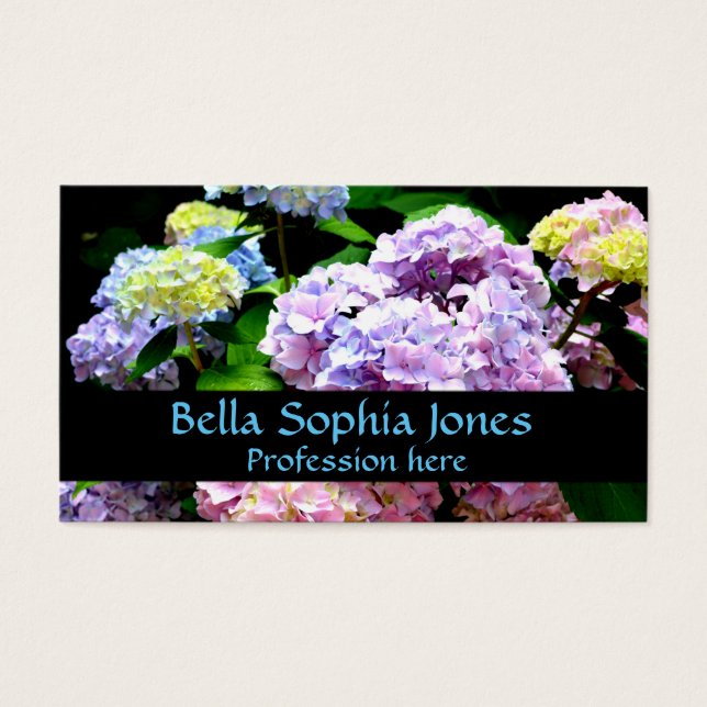 Hydrangea garden, pink, blue, purple floral (Front)