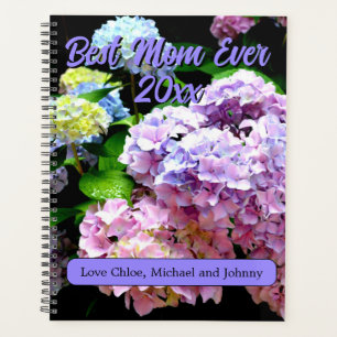 Hydrangea garden pink blue purple floral mum gift planner