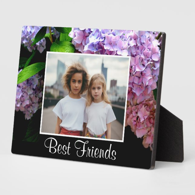 Hydrangea garden, pink, blue, purple floral plaque (Side)