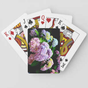 Hydrangea garden, pink, blue, purple floral playing cards