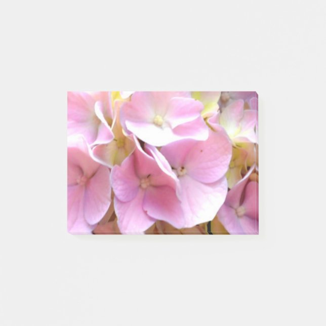 Hydrangea garden, pink, blue, purple floral post-it notes (Front)