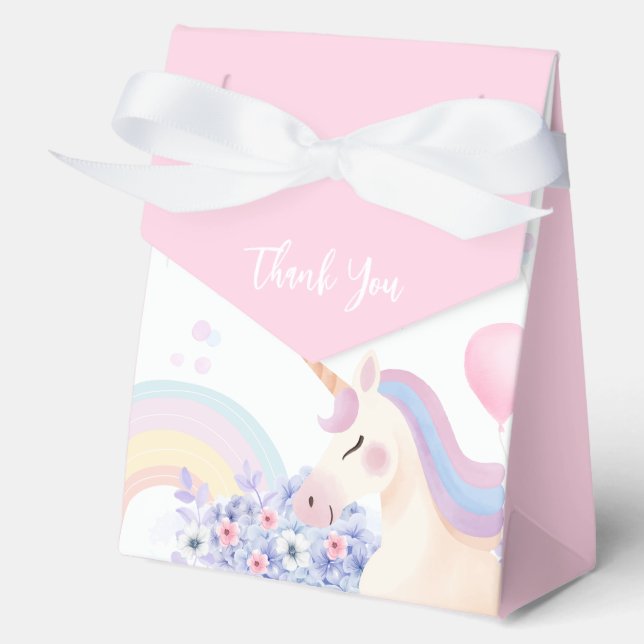 Hydrangea Garden Rainbow Unicorn Baby Shower  Favour Box (Front)