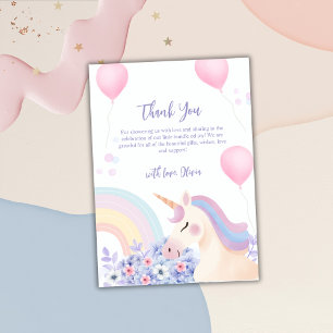 Hydrangea Garden Rainbow Unicorn Baby Shower Thank You Card