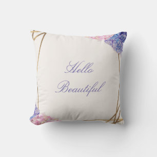Hydrangea & Gold Elegant Spring Floral Chic Custom Cushion