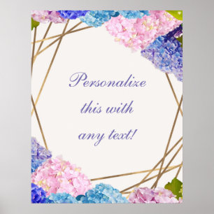 Hydrangea & Gold Floral Chic Spring Wedding Banner Poster