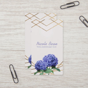 Hydrangea & Gold Lines Elegant Chic Floral Business Card
