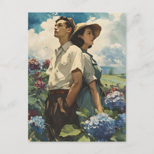 Hydrangea Harmony: Vintage Love Postcard