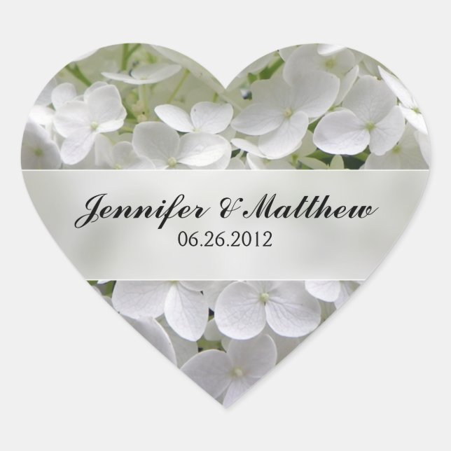 Hydrangea Heart Wedding Sticker (Front)