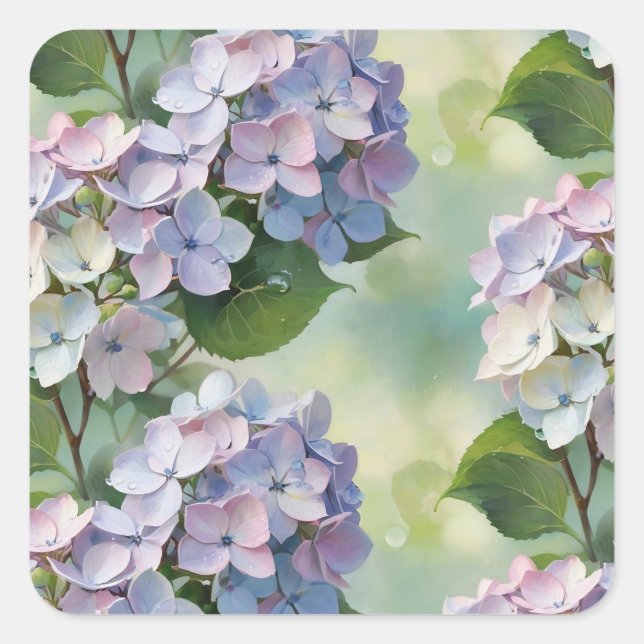 Hydrangea, Hortensia flower Square Sticker (Front)