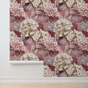 Hydrangea hortensia pink cream blossom petals wallpaper