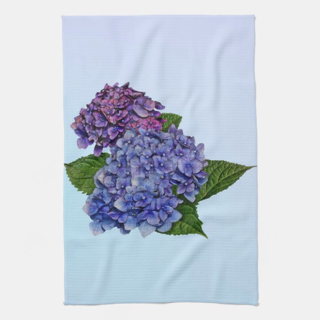 Hydrangea in Shades of Purple Tea Towel (Vertical)