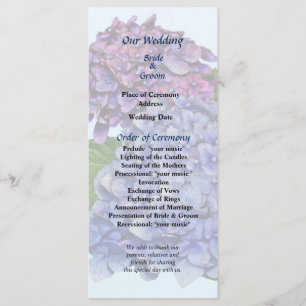 Hydrangea in Shades of Purple Wedding Program Programme