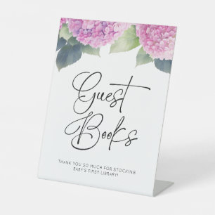 Hydrangea Its a Girl Guest Books Baby Shower Pedestal Sign