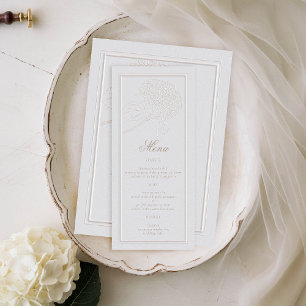 Hydrangea Ivory Frame Formal Elegant Wedding Menu