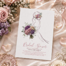 Hydrangea Line Art Bridal Shower Invitation