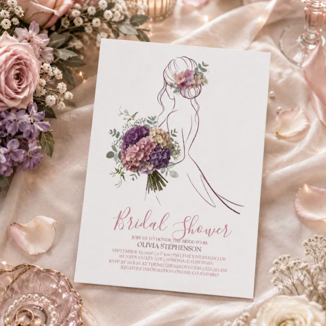 Hydrangea Line Art Bridal Shower Invitation (Creator Uploaded)